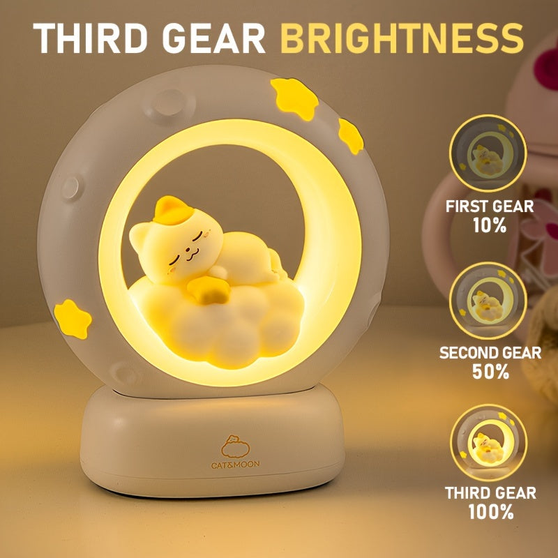 Night Light, Cat Rabbit Reading Lights With Battery, Table Lamp, Room Decor, USB Rechargeable, Cute LED Multicolor Gifts
