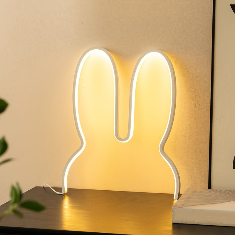 1pc Cute Rabbit LED Wall Lamp - USB Plug-in, Three-Color Dimmable Night Light for Bedroom, Office, Study Room Decor, Ideal Gift for Mother'S Day & Valentine'S Day, Study Room Light | Playful Design | USB Powered Lamp, Rabbit Night Light