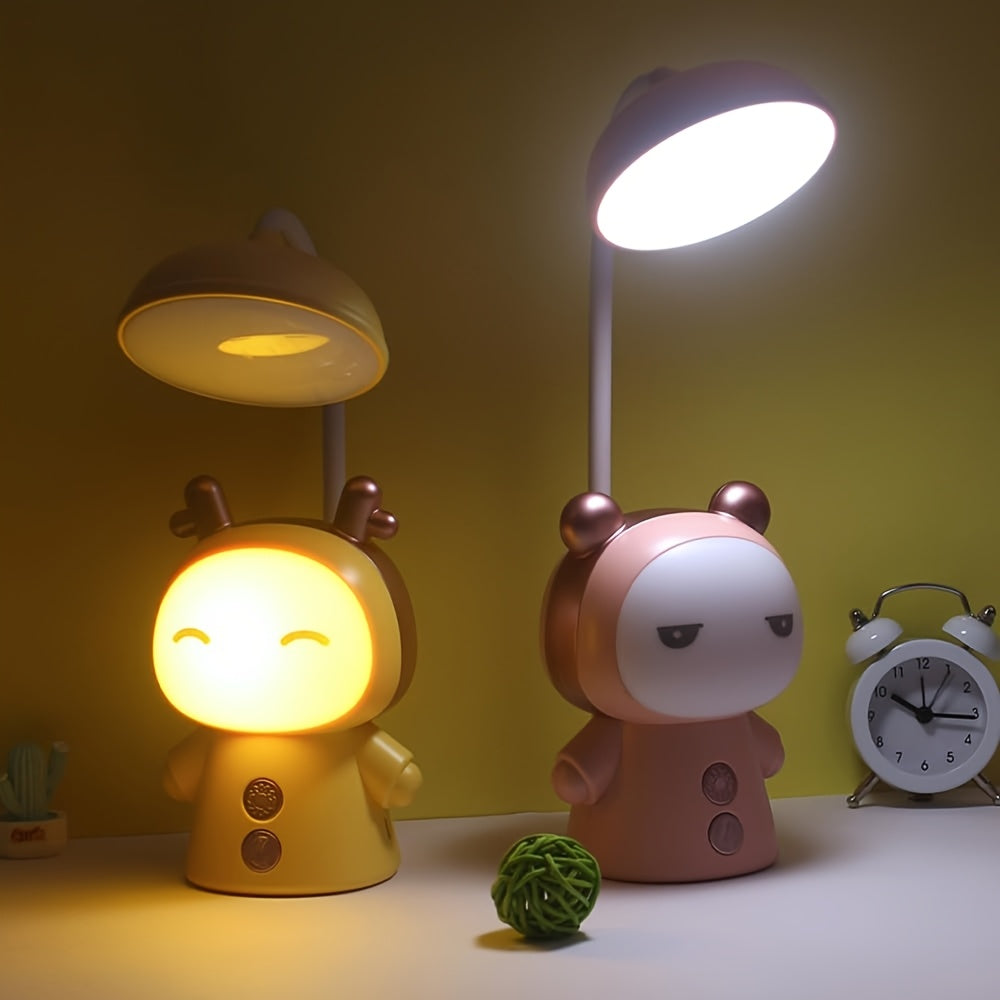 [Unlimited Cuteness] Auspicious Doll Table Lamp | Foldable Rechargeable Eye Protection Bedside Lamp Supports USB Multiple Charging Modes Three Colors For Your Choice Three Levels Of Brightness Adjustable As You Want
