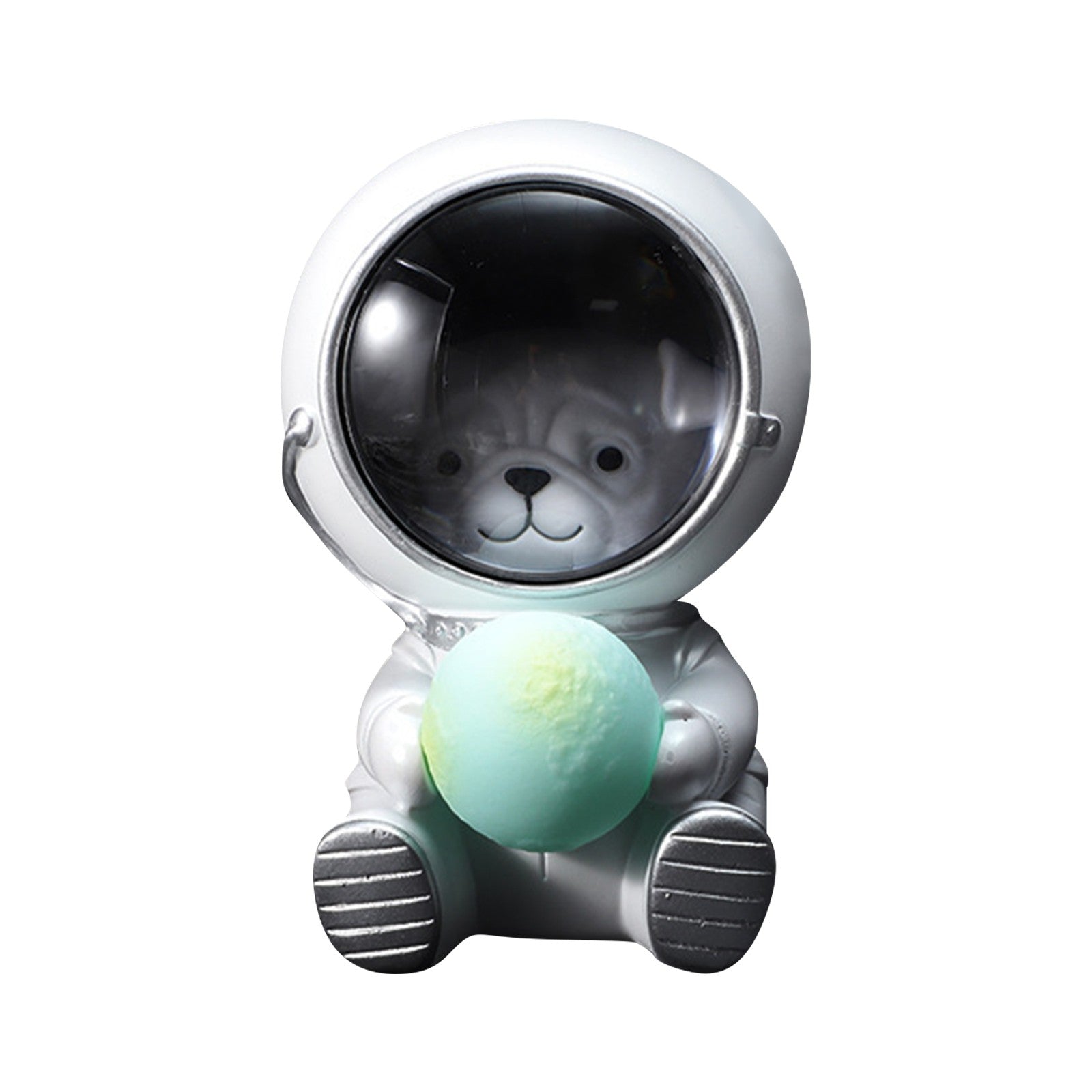 Astronaut Bear in Space Night Light - Dimmable Plug-in/Battery-Free (No Batteries Included) Warm White LED Lamp with Cute Bear Face & Planet Dome for Kids Bedroom, Nursery, Living Room - Safe Plastic Bedside Light for Adults &