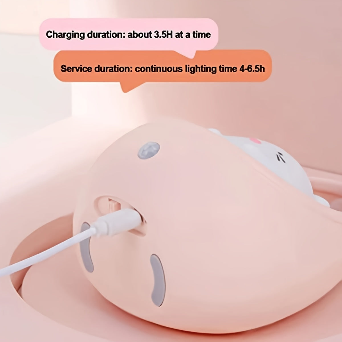 Smart Night Light Motion Sensor Warm Light USB Rechargeable Cute Animal LED Desk Lamp Gifts Silicone Wall Lights for Bedroom, Modern Style, Solid Color, USB Powered, Lithium Battery, Plastic Shade, Tabletop Mounting, Downlight Lighting Method, Switch