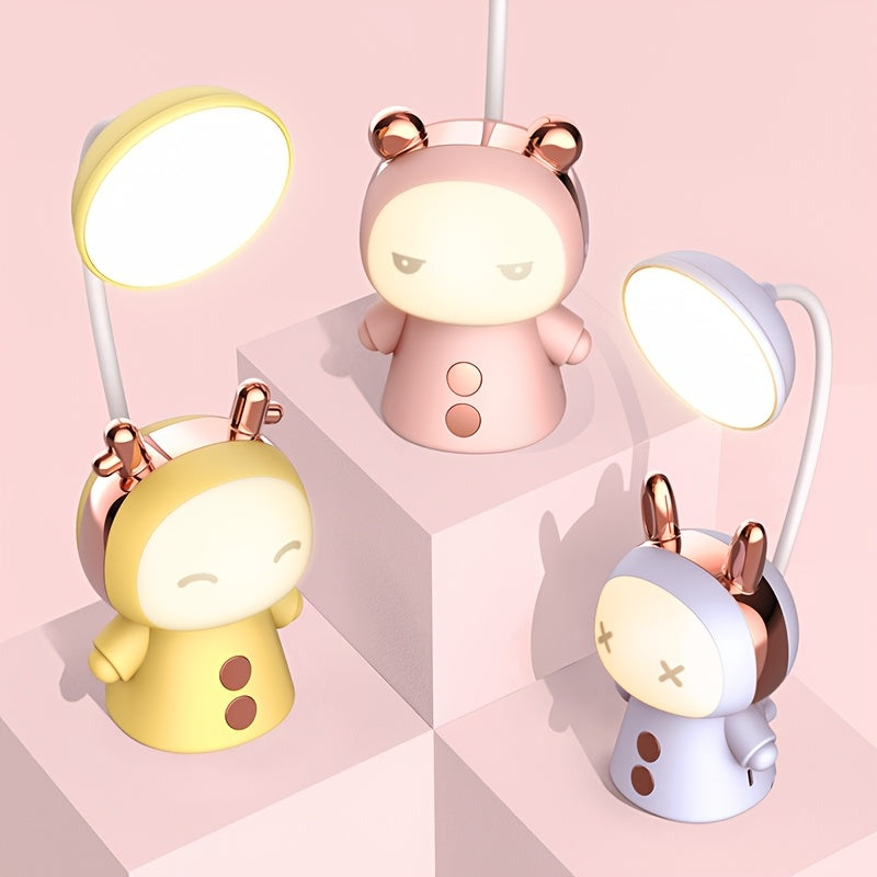 [Unlimited Cuteness] Auspicious Doll Table Lamp | Foldable Rechargeable Eye Protection Bedside Lamp Supports USB Multiple Charging Modes Three Colors For Your Choice Three Levels Of Brightness Adjustable As You Want