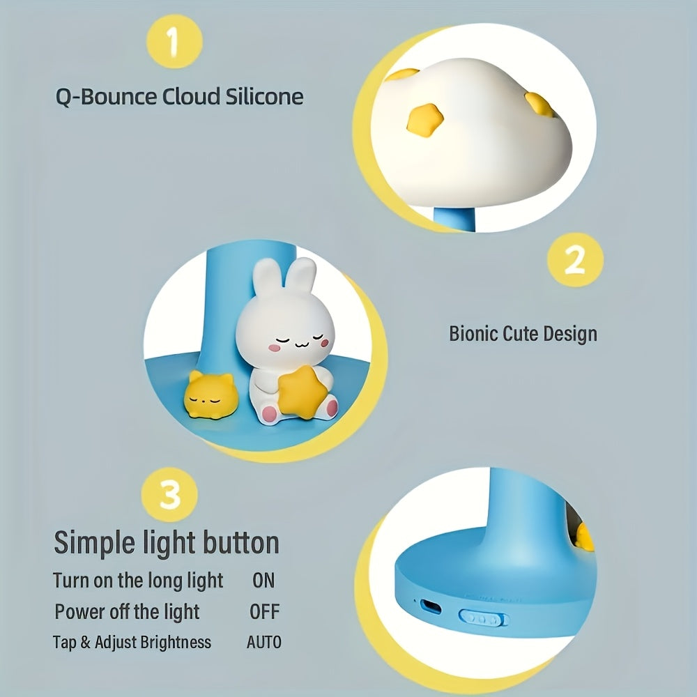 1pc Cloud LED Smart Light, USB Rechargeable Atmospheric Night Light, 3-Level Dimmable Lighting, 3-Level Brightness Adjustable Decorative Light, Office Light, Cute Sleep Bedside Light, Suitable for Bedrooms, Living Rooms, and Holiday Gifts, Bedroom