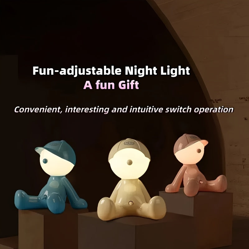 3-Color USB Lights - Adjustable Brightness & Color, RGB Cartoon Head USB Lights - Button Control, Durable ABS Material, Perfect for Bedroom or Living Room Decor, Unique Gift Idea for Friends and Family, Compatible with Laptops, USB Accessories, Best
