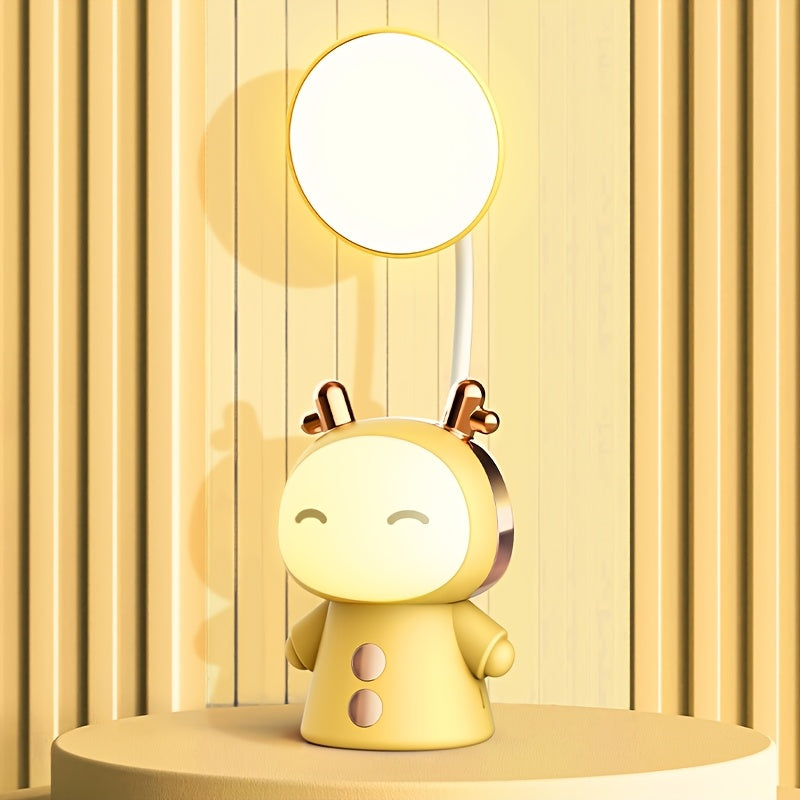 [Unlimited Cuteness] Auspicious Doll Table Lamp | Foldable Rechargeable Eye Protection Bedside Lamp Supports USB Multiple Charging Modes Three Colors For Your Choice Three Levels Of Brightness Adjustable As You Want