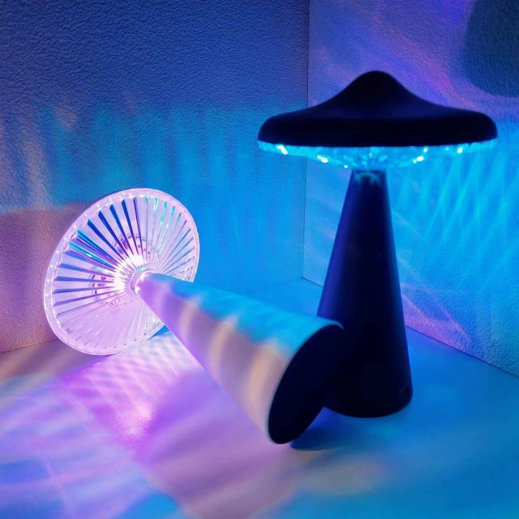 UFO Mushroom Table Lamp - Modern Dimmable Desk Light with Rechargeable Battery, Cute Camping Atmosphere for Bedroom, Night Light for Bedside or Restaurant Decor, Camping Decor | Modern Desk Lamp | Plastic Construction, Desk Lamps for Bedroo