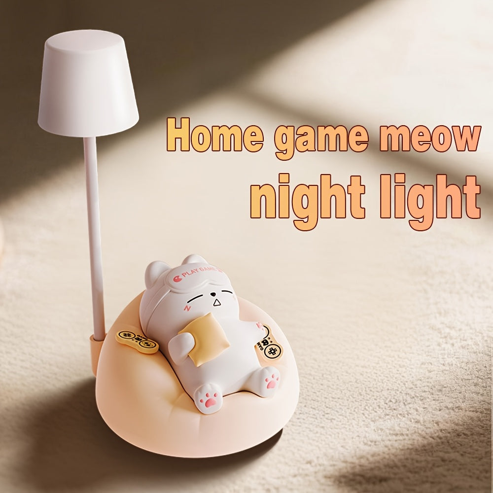 Cute Cat - Shaped Night Light, 3 - Level Brightness Adjustable, Tap to Light Up. Warm Light for Sleep & Atmosphere.