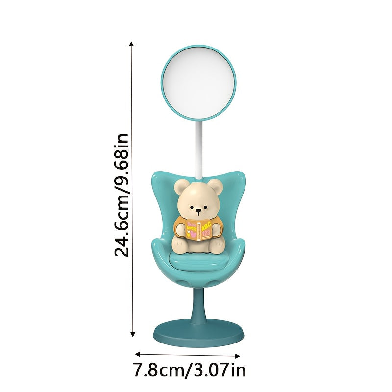 [Cute Cartoon Bear Lamp] Adjustable USB Rechargeable Cartoon Bear Desk Lamp - 3-Level Dimmable, Eye-Protection, Modern Plastic Design for Home Office & Study, Playful Design, Polished Finish