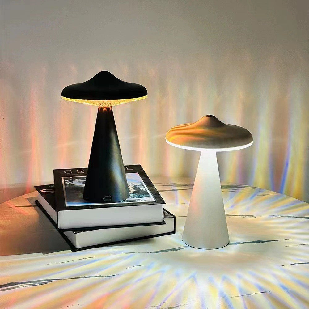 UFO Mushroom Table Lamp - Modern Dimmable Desk Light with Rechargeable Battery, Cute Camping Atmosphere for Bedroom, Night Light for Bedside or Restaurant Decor, Camping Decor | Modern Desk Lamp | Plastic Construction, Desk Lamps for Bedroo