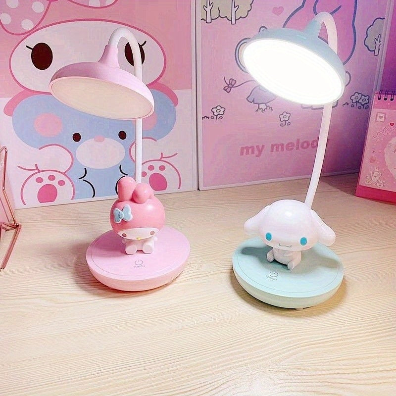 Sanrio KT Cat & Yugui Dog 3-Level Touch Switch Desk Lamp - Cute Cartoon Design, Adjustable Brightness, No Electricity Needed, Perfect for Bedroom, Dorm, or Study, Dorm Room Lighting, Playful Design, Plastic Construction, Bedroom Lighting, Portable