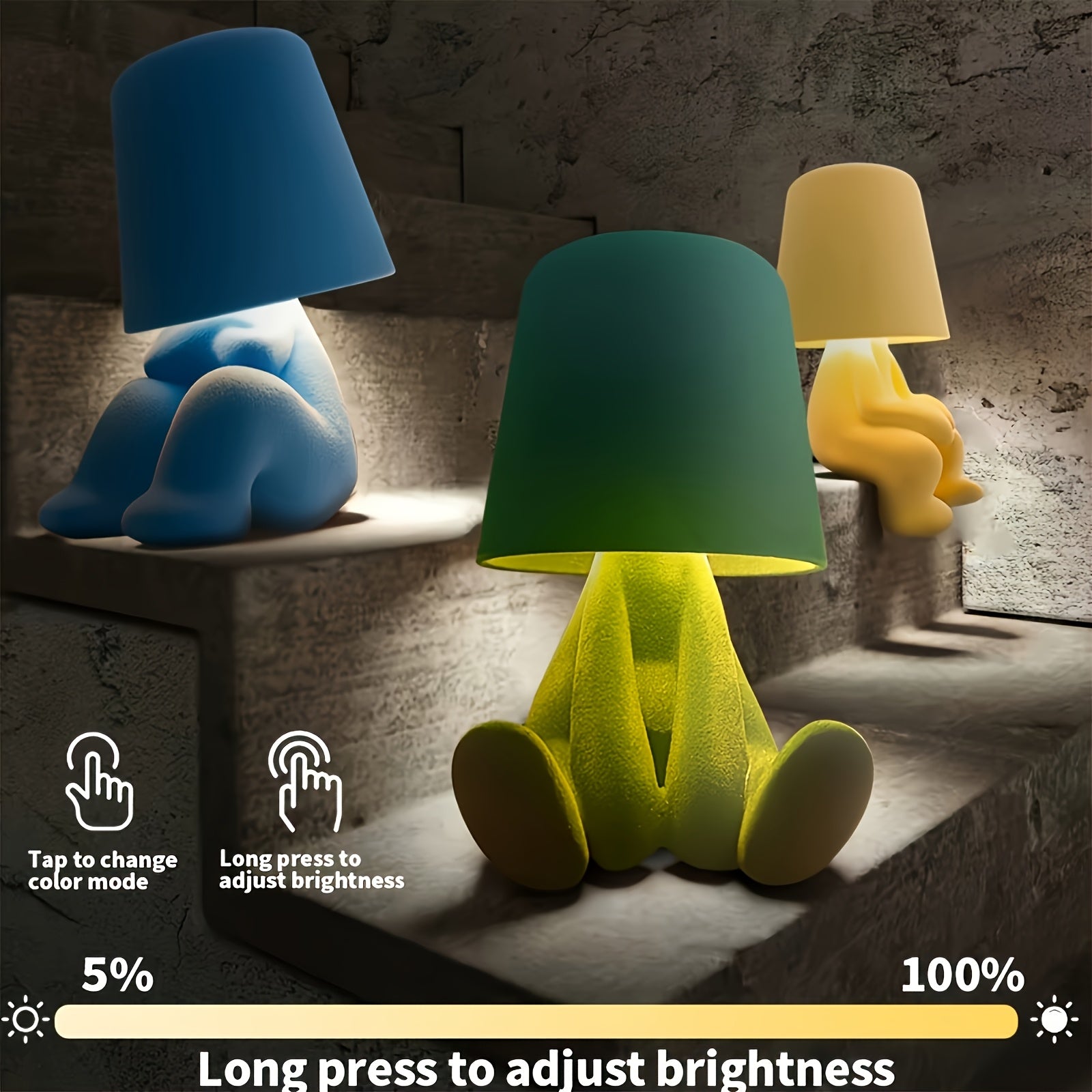 WattUp Rechargeable LED Plush Table Lamp - Colorful Cartoon Animal Design, USB-Powered Soft Night Light for Bedroom, Living Room, Dining & Bar Decor, Cute Lights, Playful Lampshade, Decorative Lampshade