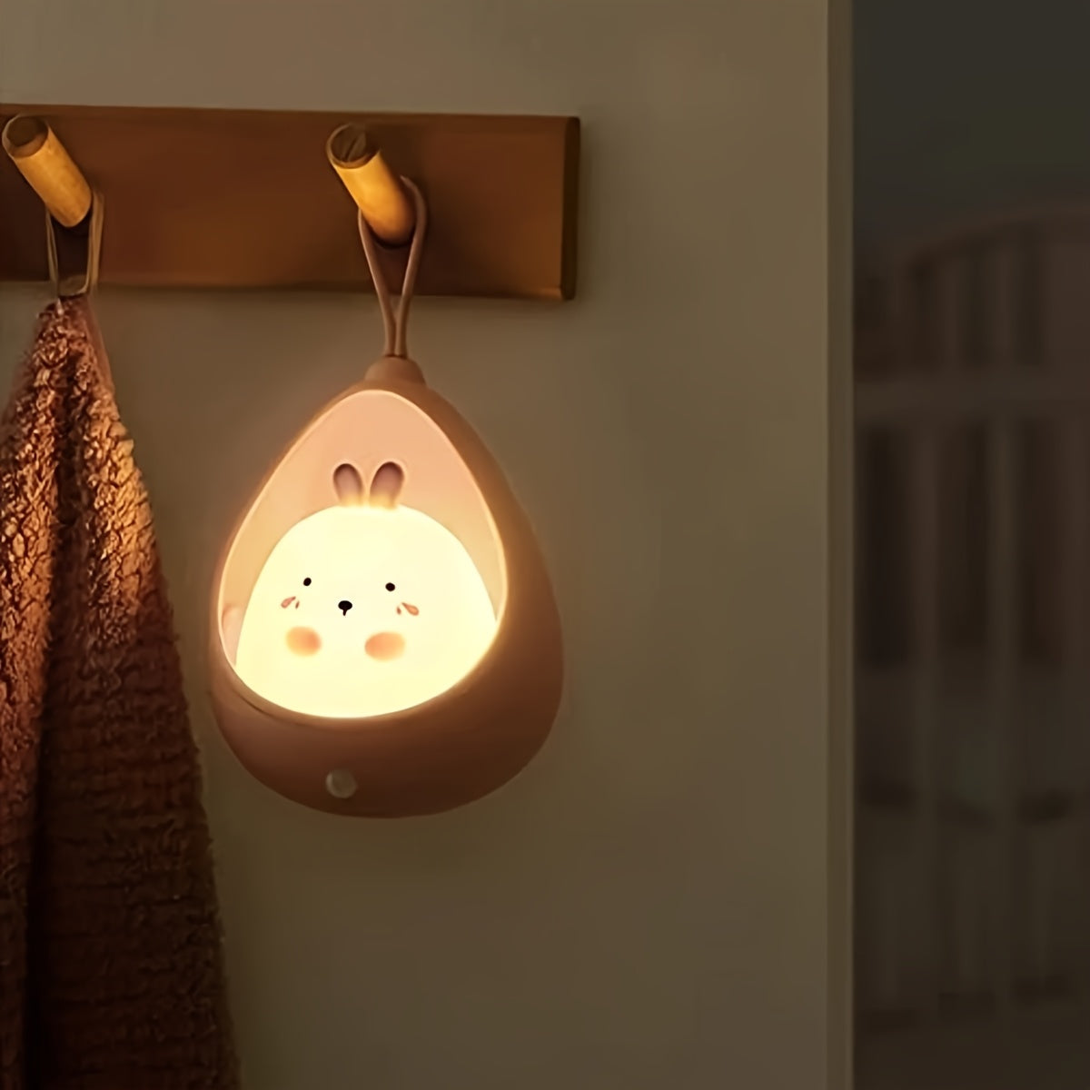 Smart Night Light Motion Sensor Warm Light USB Rechargeable Cute Animal LED Desk Lamp Gifts Silicone Wall Lights for Bedroom, Modern Style, Solid Color, USB Powered, Lithium Battery, Plastic Shade, Tabletop Mounting, Downlight Lighting Method, Switch