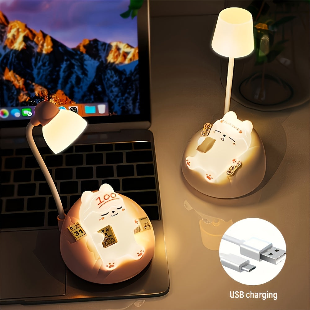 1pc soft cat night light, bedroom bedside USB rechargeable table lamp, 3 level brightness adjustment pat light, bedroom companion sleep light, office decompression light, study room decoration small table lamp, holiday gift ambient light