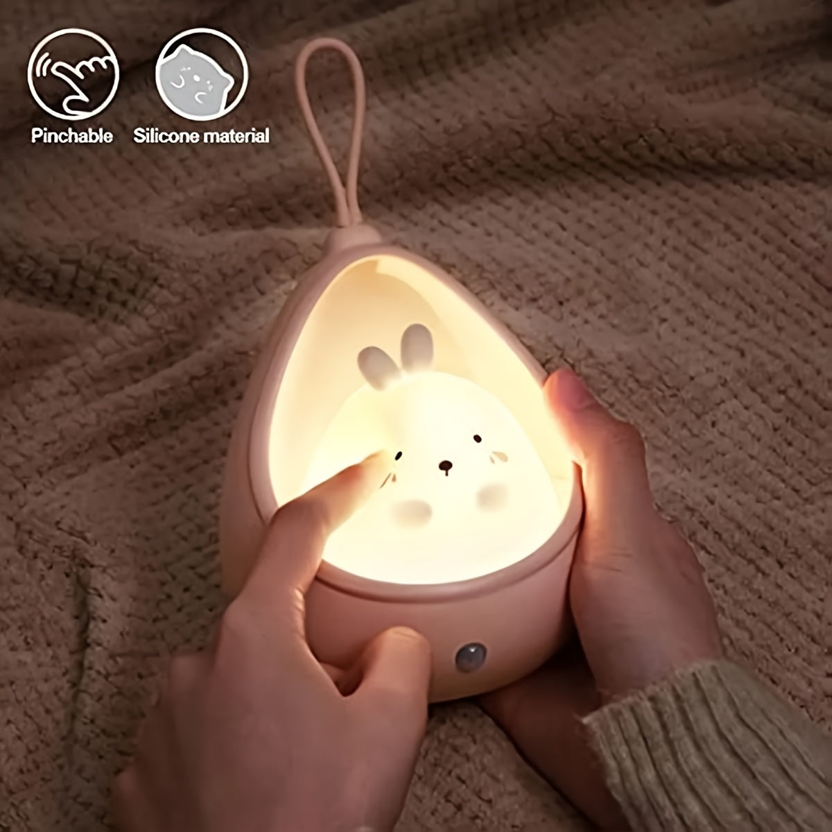 Smart Night Light Motion Sensor Warm Light USB Rechargeable Cute Animal LED Desk Lamp Gifts Silicone Wall Lights for Bedroom, Modern Style, Solid Color, USB Powered, Lithium Battery, Plastic Shade, Tabletop Mounting, Downlight Lighting Method, Switch