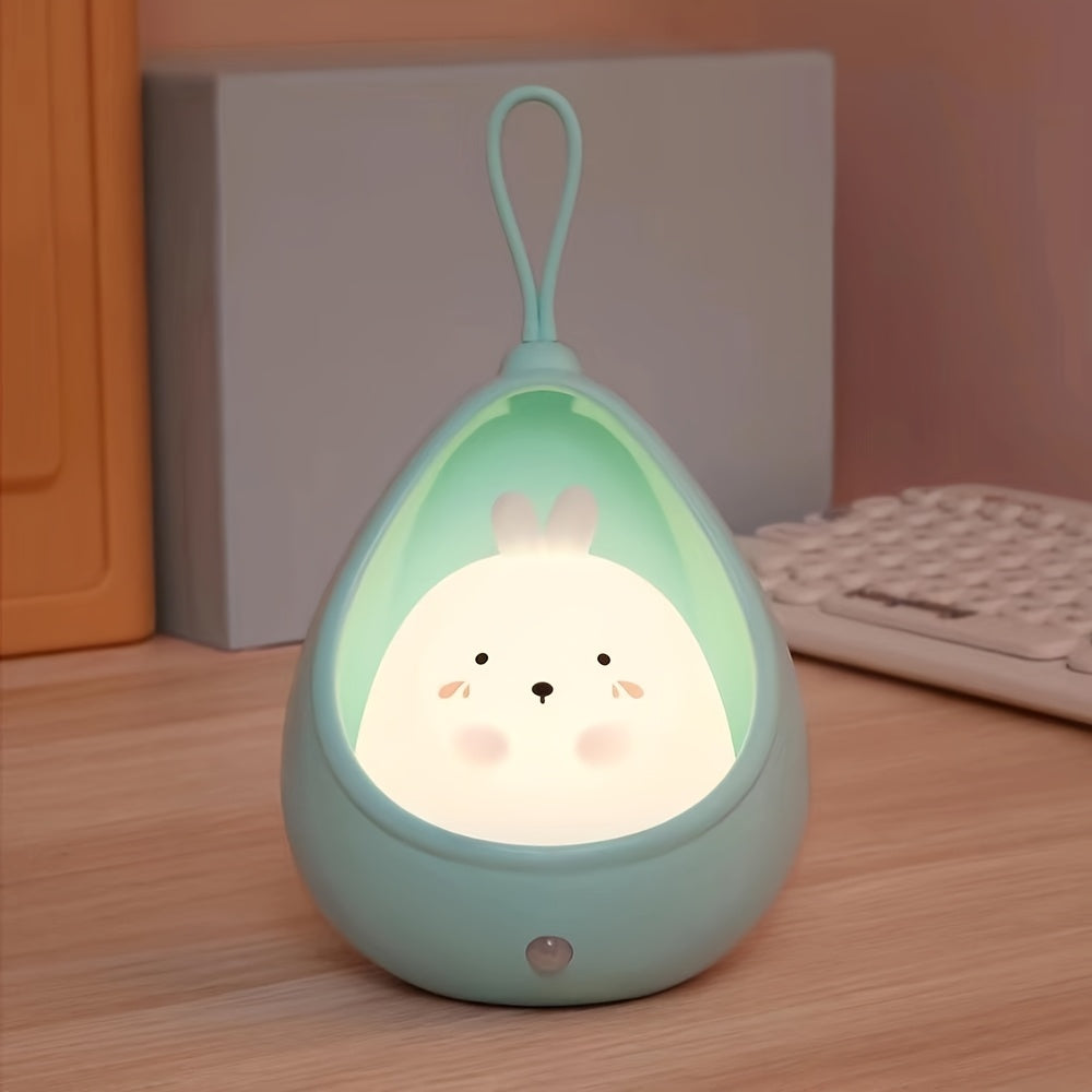 Smart Night Light Motion Sensor Warm Light USB Rechargeable Cute Animal LED Desk Lamp Gifts Silicone Wall Lights for Bedroom, Modern Style, Solid Color, USB Powered, Lithium Battery, Plastic Shade, Tabletop Mounting, Downlight Lighting Method, Switch