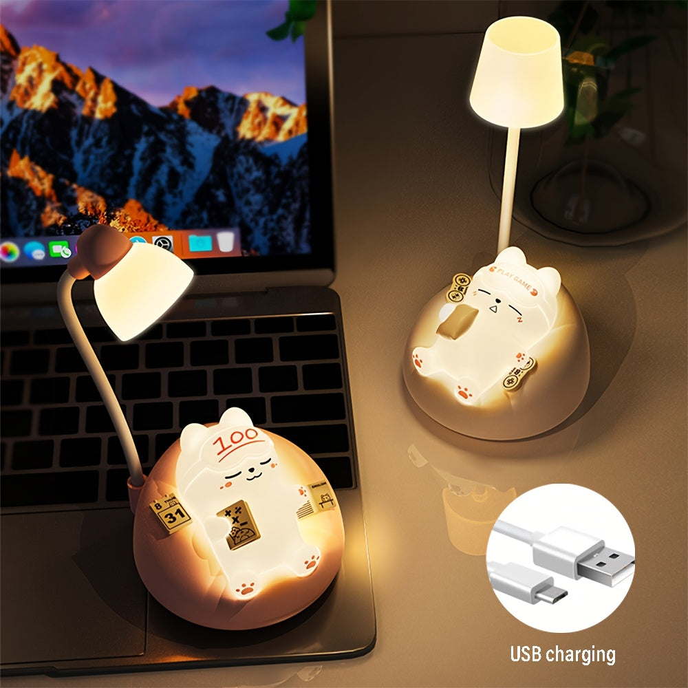 1pc Smart Soft Cat Night Light, USB Rechargeable Bedside Lamp for The Bedroom, 3 Levels of Brightness Adjustment, Bedside Light, Sleep Lamp for The Bedroom, Stress Relief Lamp for The Office, Holiday Gift.