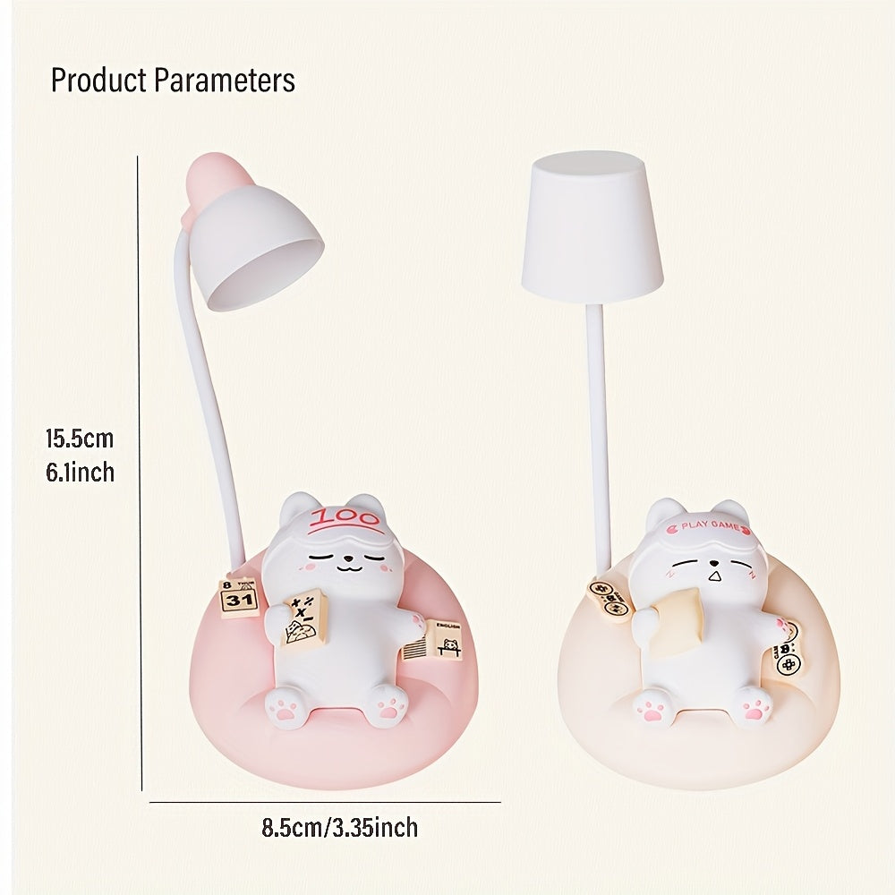 1pc soft cat night light, bedroom bedside USB rechargeable table lamp, 3 level brightness adjustment pat light, bedroom companion sleep light, office decompression light, study room decoration small table lamp, holiday gift ambient light