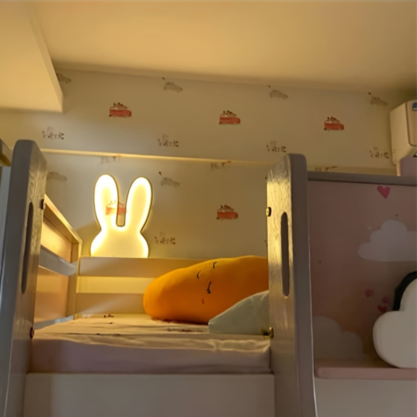 1pc Cute Rabbit LED Wall Lamp - USB Plug-in, Three-Color Dimmable Night Light for Bedroom, Office, Study Room Decor, Ideal Gift for Mother'S Day & Valentine'S Day, Study Room Light | Playful Design | USB Powered Lamp, Rabbit Night Light