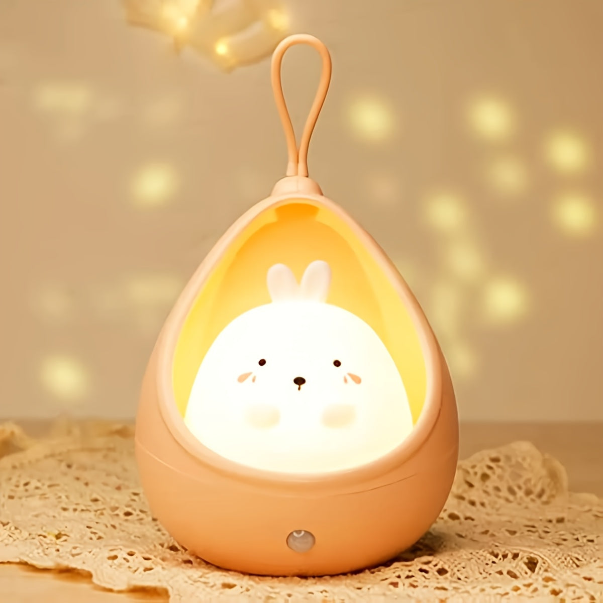 Smart Night Light Motion Sensor Warm Light USB Rechargeable Cute Animal LED Desk Lamp Gifts Silicone Wall Lights for Bedroom, Modern Style, Solid Color, USB Powered, Lithium Battery, Plastic Shade, Tabletop Mounting, Downlight Lighting Method, Switch