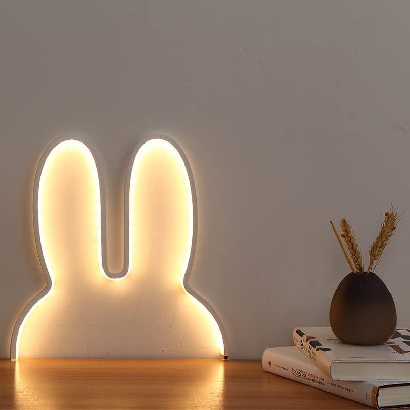 1pc Cute Rabbit LED Wall Lamp - USB Plug-in, Three-Color Dimmable Night Light for Bedroom, Office, Study Room Decor, Ideal Gift for Mother'S Day & Valentine'S Day, Study Room Light | Playful Design | USB Powered Lamp, Rabbit Night Light