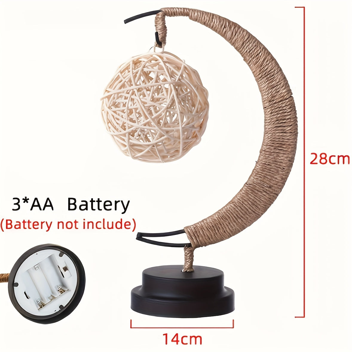Rattan Decor LED Bedside Desk Lamp - USB-Powered Cartoon-Inspired Night Light with Bell-Shaped Shade, Polished Metal Base & Warm Ambient Lighting for Bedroom, Living Room, Home Decor, Table Lamp for Bedroom, Bedroom Lighting, Metallic Finish