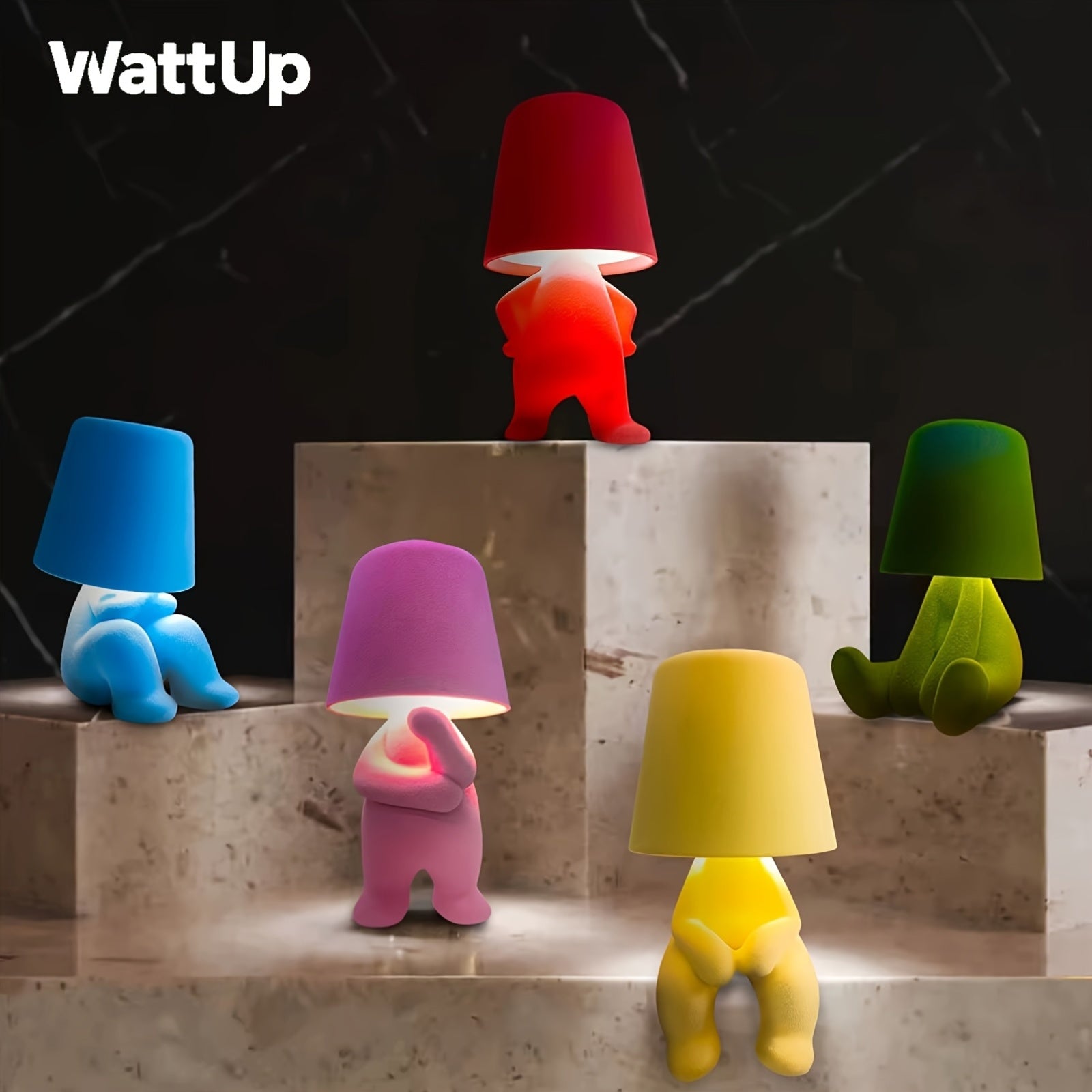 WattUp Rechargeable LED Plush Table Lamp - Colorful Cartoon Animal Design, USB-Powered Soft Night Light for Bedroom, Living Room, Dining & Bar Decor, Cute Lights, Playful Lampshade, Decorative Lampshade