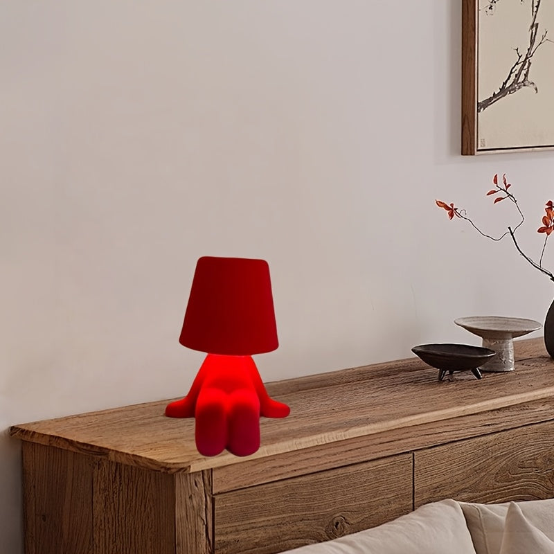 Modern Nordic Style LED Desk Lamp with Adjustable Brightness - USB Rechargeable Night Light, 4 Color Options (Red/Blue/Pink/Green), Sleek Minimalist Design for Bedroom, Office, or Living Room Decor, Desk Lamp for Office, Contemporary Lighting, Durable