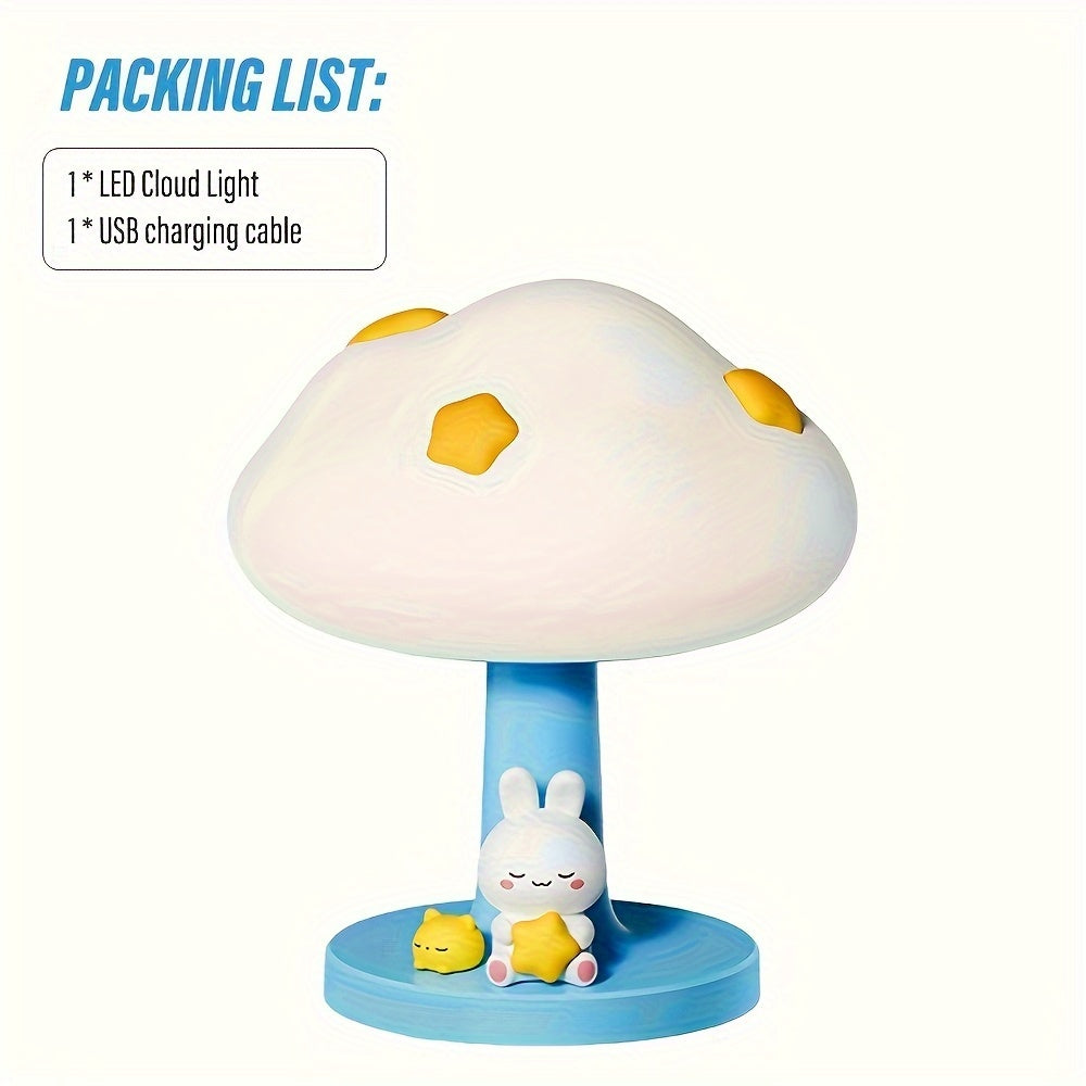 1pc Cloud LED Smart Light, USB Rechargeable Atmospheric Night Light, 3-Level Dimmable Lighting, 3-Level Brightness Adjustable Decorative Light, Office Light, Cute Sleep Bedside Light, Suitable for Bedrooms, Living Rooms, and Holiday Gifts, Bedroom