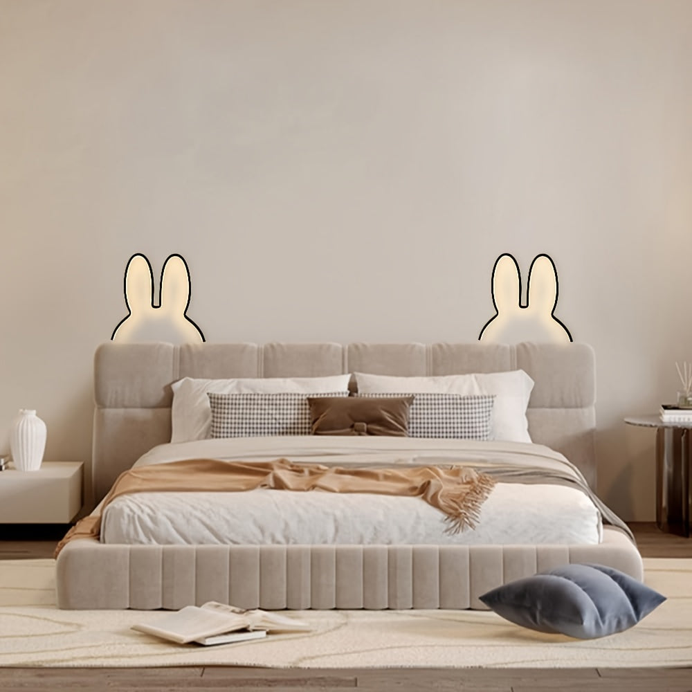 Modern Adjustable Brightness LED Rabbit Night Light for Kids Room - USB-Powered Bedside Wall/Table Lamp with Cute Animal Silhouette, Durable Plastic, Switch Control, Black, Bedroom Decor, Playful Decor, Lightweight Design, Decorative Lighting, Children's