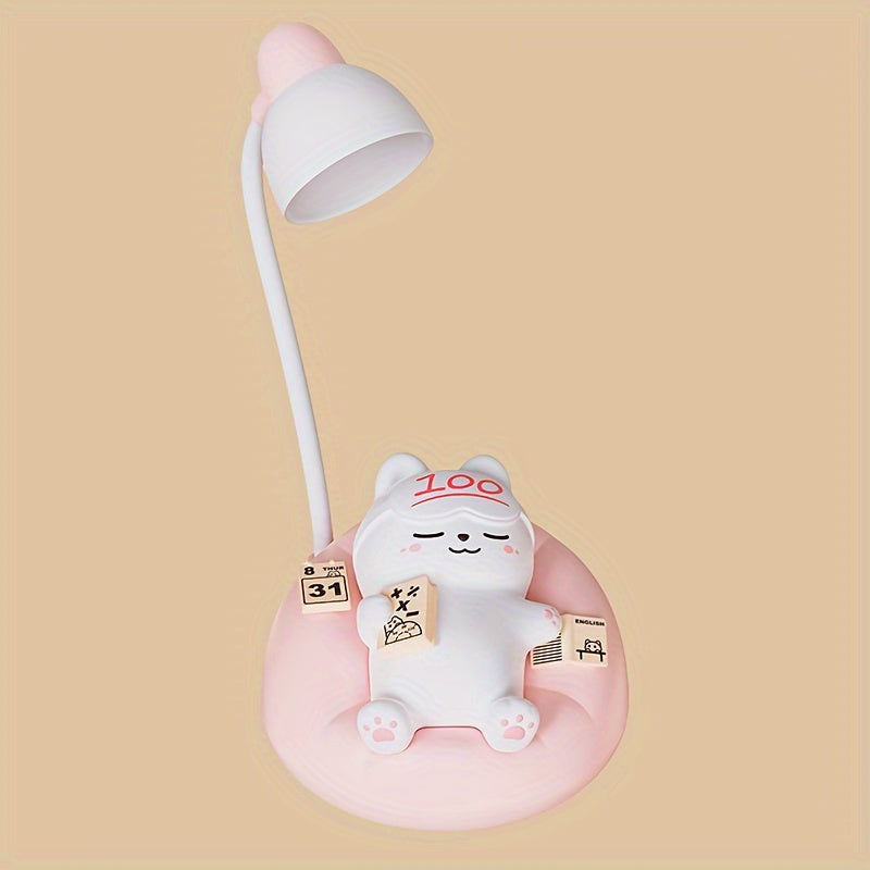 1pcs Art Deco Style Dimmable Animal Themed Table Lamp, USB Powered with Touch Control, 3-Level Adjustable Brightness, Battery-Powered with 1200mAh Rechargeable Lithium Battery, Plastic Shade Desk Lamp for Bedroom, Study, Office Decor, Ideal Gift for