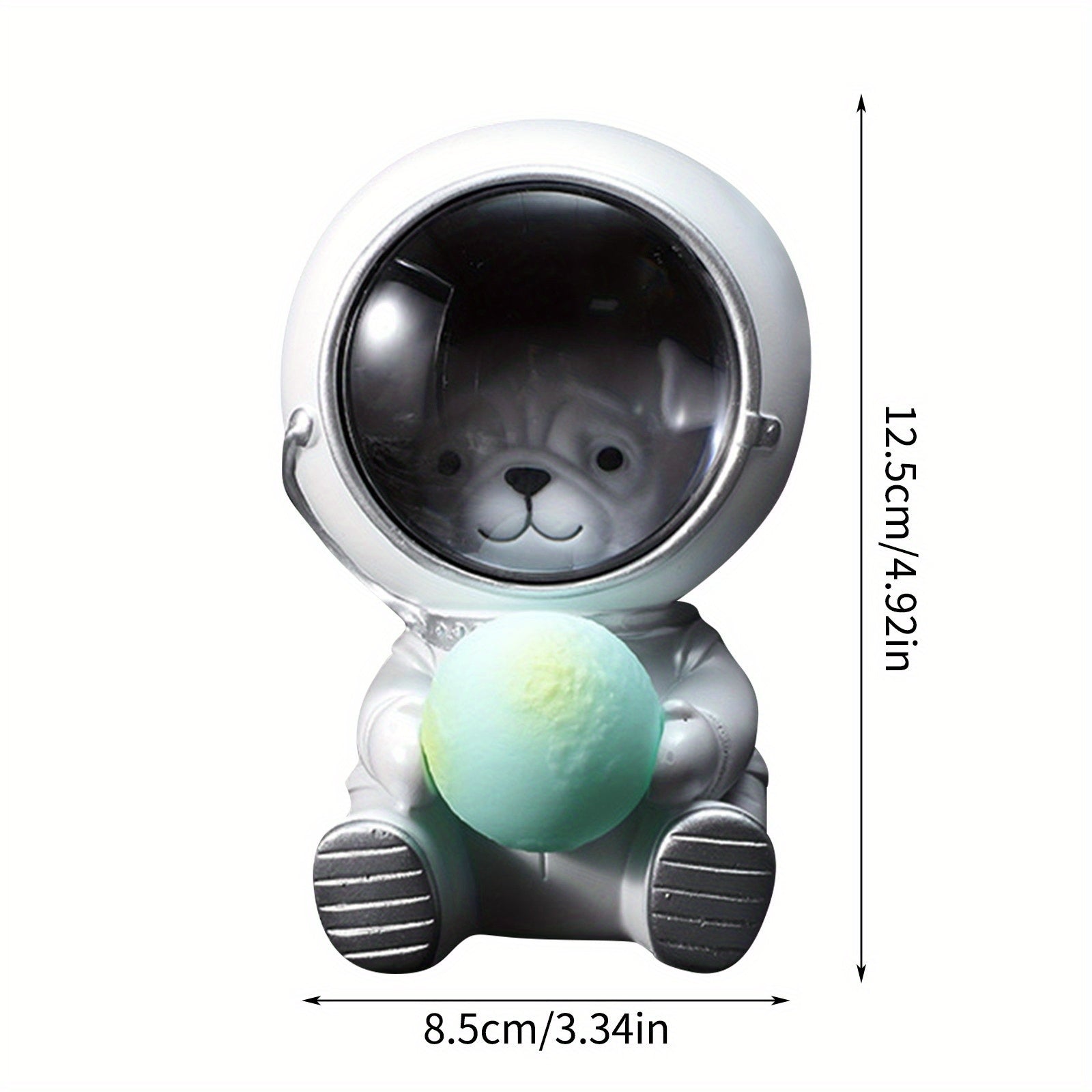 Astronaut Bear in Space Night Light - Dimmable Plug-in/Battery-Free (No Batteries Included) Warm White LED Lamp with Cute Bear Face & Planet Dome for Kids Bedroom, Nursery, Living Room - Safe Plastic Bedside Light for Adults &