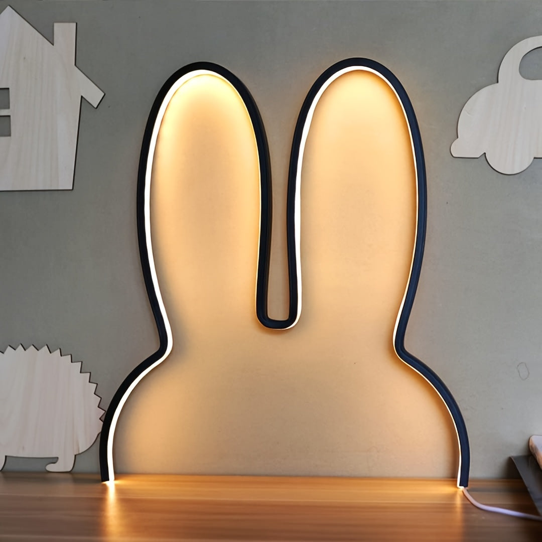 1pc Cute Rabbit LED Wall Lamp - USB Plug-in, Three-Color Dimmable Night Light for Bedroom, Office, Study Room Decor, Ideal Gift for Mother'S Day & Valentine'S Day, Study Room Light | Playful Design | USB Powered Lamp, Rabbit Night Light