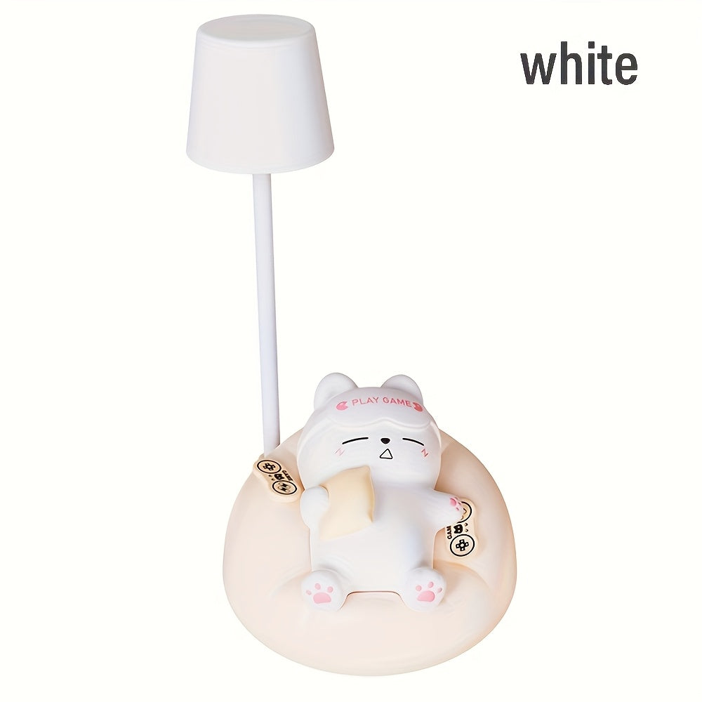 1pc soft cat night light, bedroom bedside USB rechargeable table lamp, 3 level brightness adjustment pat light, bedroom companion sleep light, office decompression light, study room decoration small table lamp, holiday gift ambient light